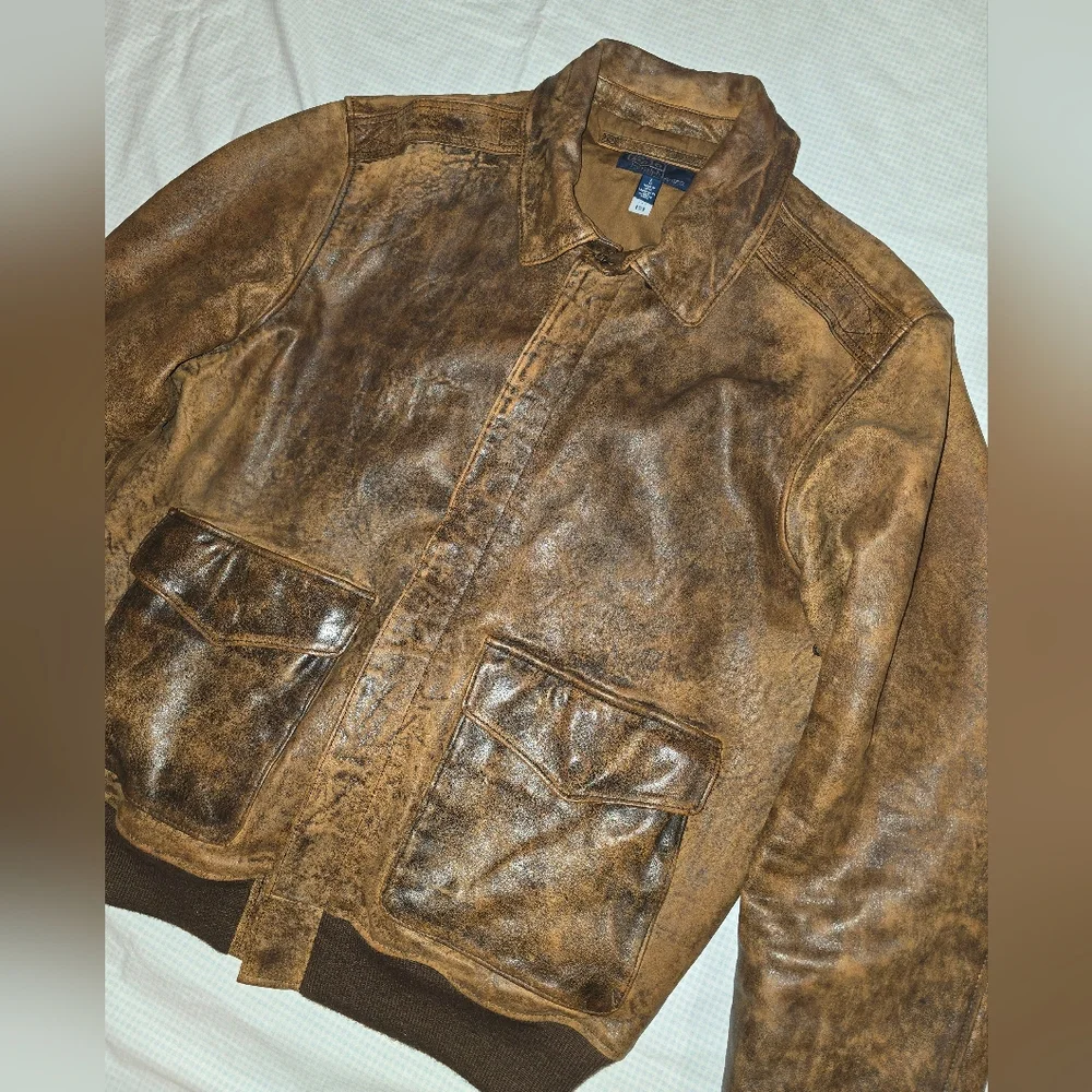 Polo Ralph Lauren Brown Leather Flight Jacket - Picture 3 of 5
